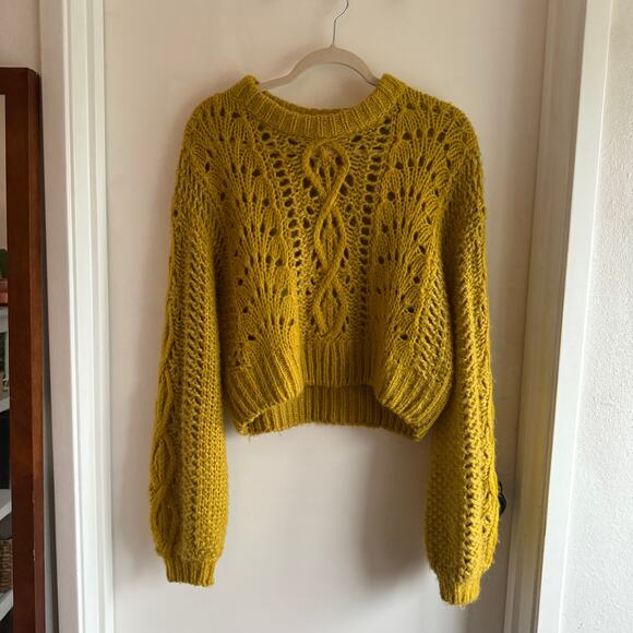 Urban Outfitters Mustard Yellow Open Knit Sweater - S - Picture 2 of 8